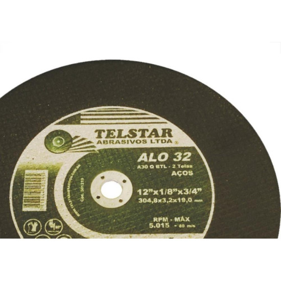 Disco De Corte Para Ferro Telstar 12 X 1/8 X 3/4 2 Telas 301219 - Kit C/5 