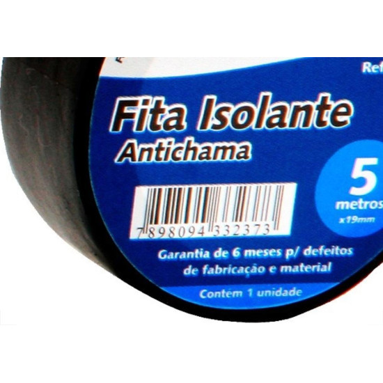 Fita Isolante Brasfort 5M X 19Mm Preta 8237 - Kit C/10 Fita Isolante Brasfort 5M X 19Mm Preta 8237 - Kit C/10