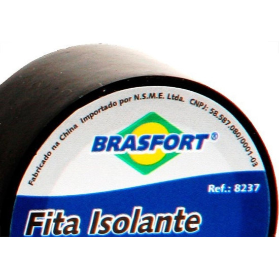 Fita Isolante Brasfort 5M X 19Mm Preta 8237 - Kit C/10 Fita Isolante Brasfort 5M X 19Mm Preta 8237 - Kit C/10