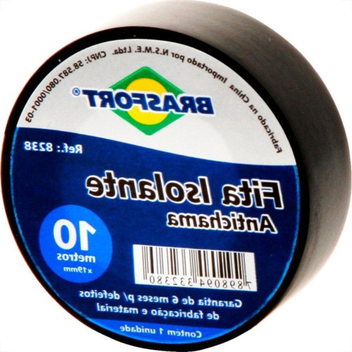 Fita Isolante Brasfort 10M X 19Mm Preta 8238 - Kit C/10 Fita Isolante Brasfort 10M X 19Mm Preta 8238 - Kit C/10