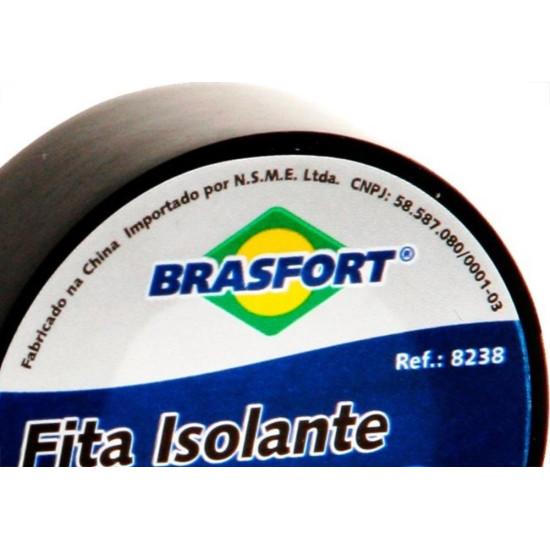 Fita Isolante Brasfort 10M X 19Mm Preta 8238 - Kit C/10 Fita Isolante Brasfort 10M X 19Mm Preta 8238 - Kit C/10