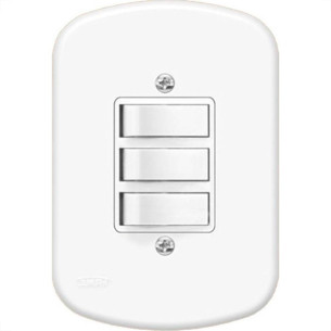 Conjunto Fame 4X2 Branco Com Placa 3Simples 