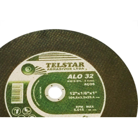 Disco De Corte Para Ferro Telstar 12 X 1/8 X 1 2 Telas 301220 - Kit C/5 
