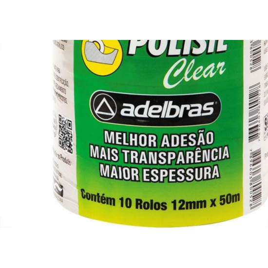 Fita Adesiva Transparente Adelbras 12X50 - Kit C/10 Fita Adesiva Transparente Adelbras 12X50 - Kit C/10