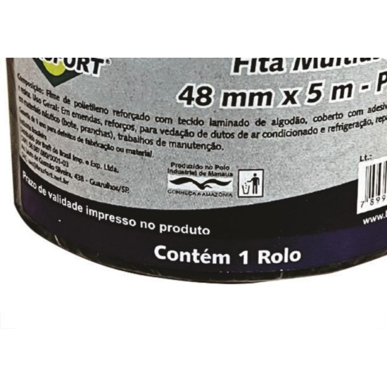 Fita Silver Tape Brasfort Multiuso 48 X 5M Preta 7646 Fita Silver Tape Brasfort Multiuso 48 X 5M Preta 7646