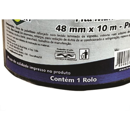 Fita Silver Tape Brasfort Multiuso 48 X 10M Preta 7647 Fita Silver Tape Brasfort Multiuso 48 X 10M Preta 7647