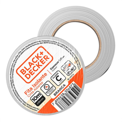 Black Fita Isolante B&D Bran 10Mt - Kit C/10 Rl Black Fita Isolante B&D Bran 10Mt - Kit C/10 Rl