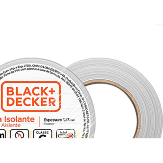Black Fita Isolante B&D Bran 10Mt - Kit C/10 Rl Black Fita Isolante B&D Bran 10Mt - Kit C/10 Rl