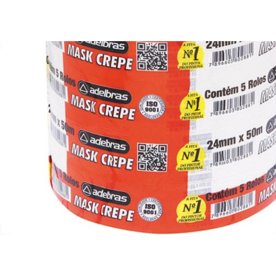 Adelbras Fita Crepe 710 24Mm X 50Mt - Kit C/5 Rl