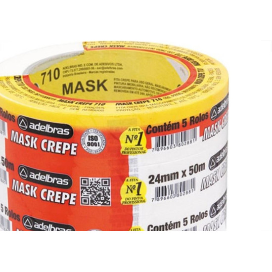 Adelbras Fita Crepe 710 24Mm X 50Mt - Kit C/5 Rl