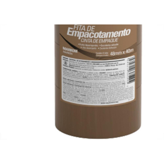 Tek Fita Adesiva P/Embalagem Marrom 48X40Mt - Kit C/4 Un
