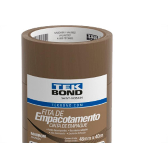 Tek Fita Adesiva P/Embalagem Marrom 48X40Mt - Kit C/4 Un