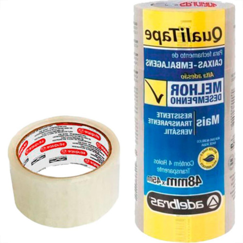 Adelbras Fita Adesiva P/Embalagem Transp. 48X 45 - Kit C/4 Rl Adelbras Fita Adesiva P/Embalagem Transp. 48X 45 - Kit C/4 Rl