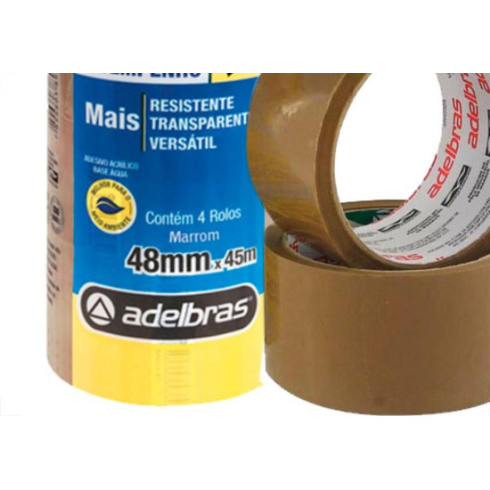 Adelbras Fita Adesiva P/Embalagem Marrom 48X 45 - Kit C/4 Rl Adelbras Fita Adesiva P/Embalagem Marrom 48X 45 - Kit C/4 Rl