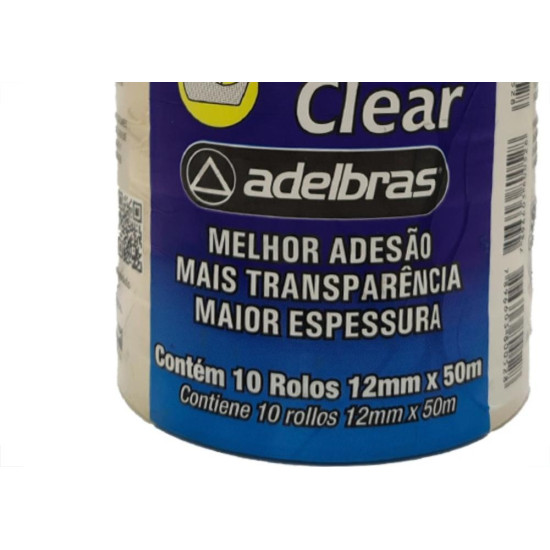 Adelbras Fita Durex 12 X 50 - Kit C/10 Rl Adelbras Fita Durex 12 X 50 - Kit C/10 Rl