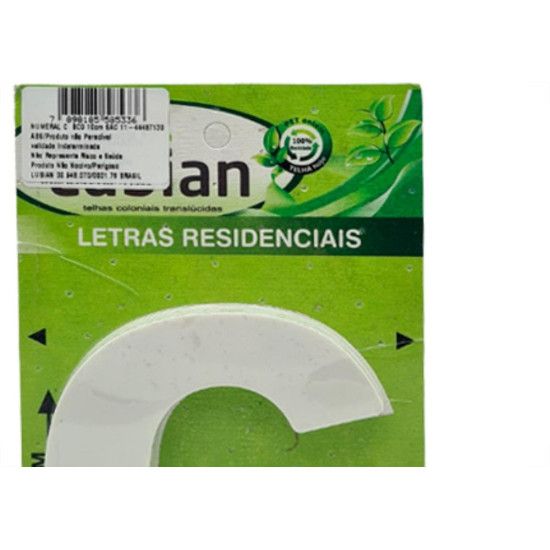 Lubian Letra 3D Branca Abs C 10Cm
