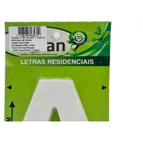 Lubian Letra 3D Branca Abs A 10Cm