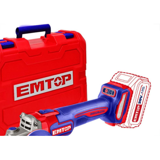 Emtop Esmerilhareira 41/2 20V Bt4A+Carr S/Cv Emtop Esmerilhareira 41/2 20V Bt4A+Carr S/Cv