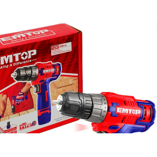 Emtop Furadeira/Parafusadeira 12V 20N Bat 1,5Ah Emtop Furadeira/Parafusadeira 12V 20N Bat 1,5Ah