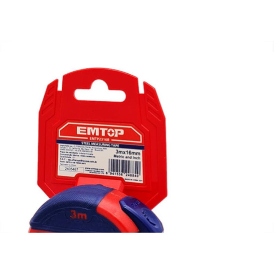 Emtop Trena Emborrachada 3M X16Mm Emtop Trena Emborrachada 3M X16Mm