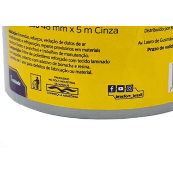 Brasfort Fita Adesiva Silvert Brasf 48X 5Mt Cza Brasfort Fita Adesiva Silvert Brasf 48X 5Mt Cza