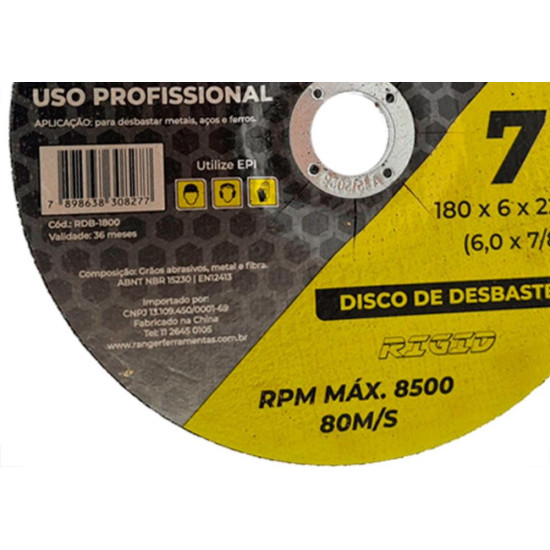 Ranger Disco Desbaste 7 X 7/8 - Kit C/10 Un