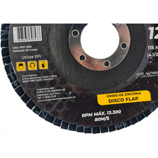 Ranger Disco Flap Zirc.4.1/2 X.120 - Kit C/10 Un Ranger Disco Flap Zirc.4.1/2 X.120 - Kit C/10 Un
