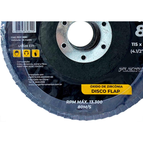 Ranger Disco Flap Zirc.4.1/2 X 80 - Kit C/10 Un