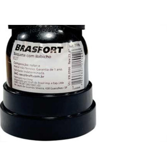 Brasfort Soquete C/Rabicho E27 Pto - Kit C/20 Un