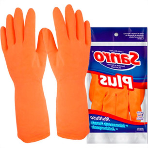 Sanro Luva Forrada Plus Laranja ,M - Kit C/10 Pr