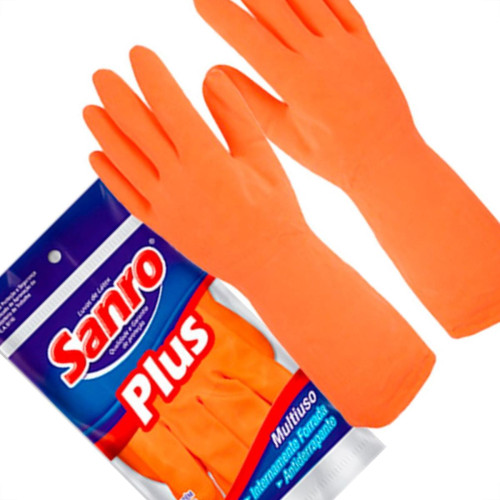 Sanro Luva Forrada Plus Laranja ,M - Kit C/10 Pr