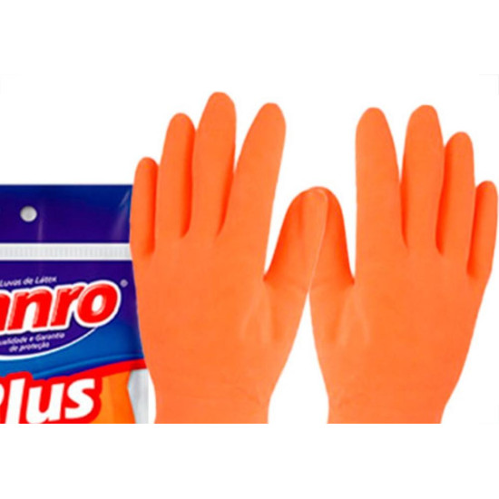 Sanro Luva Forrada Plus Laranja ,M - Kit C/10 Pr