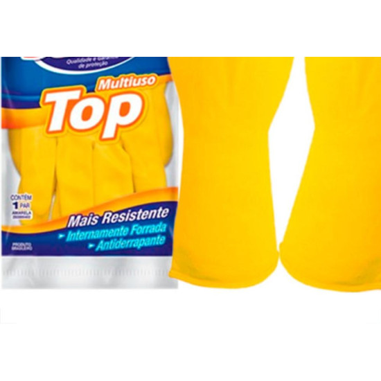 Sanro Luva Forrada Top Amarela ,M - Kit C/10 Pr Sanro Luva Forrada Top Amarela ,M - Kit C/10 Pr