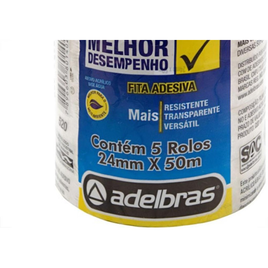 Adelbras Fita Durex 24 X 50 - Kit C/5 Rl Adelbras Fita Durex 24 X 50 - Kit C/5 Rl