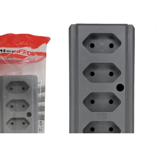 Interneed Tomada Barra 10A 5T.Cinza Interneed Tomada Barra 10A 5T.Cinza