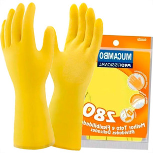 Mucambo Luva Forrada Amarela ,M - Kit C/10 Pr