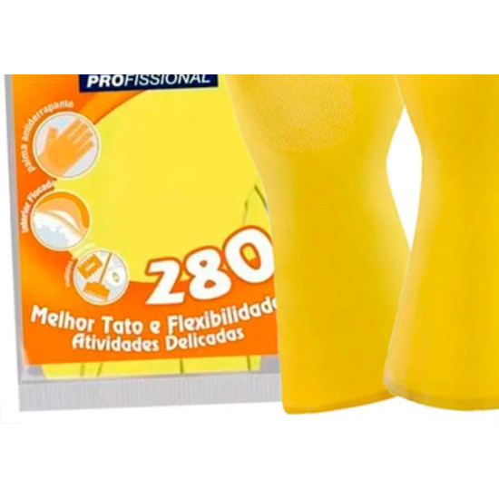 Mucambo Luva Forrada Amarela ,M - Kit C/10 Pr