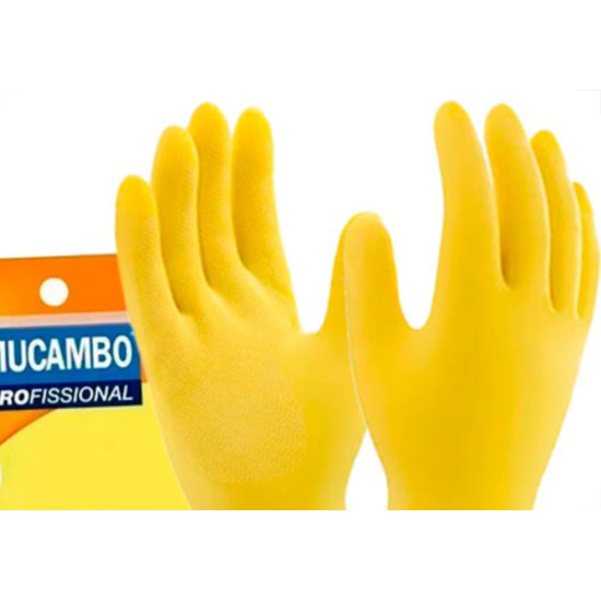 Mucambo Luva Forrada Amarela ,M - Kit C/10 Pr