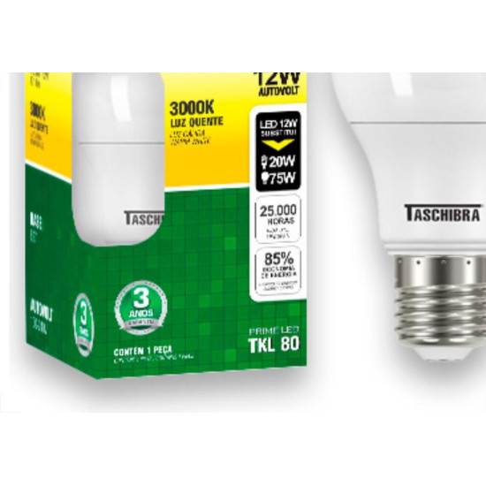Taschibra Lamp Led Bulbo 12W 3,0K