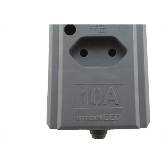 Interneed Tomada Barra 10A 3T.Cinza Interneed Tomada Barra 10A 3T.Cinza
