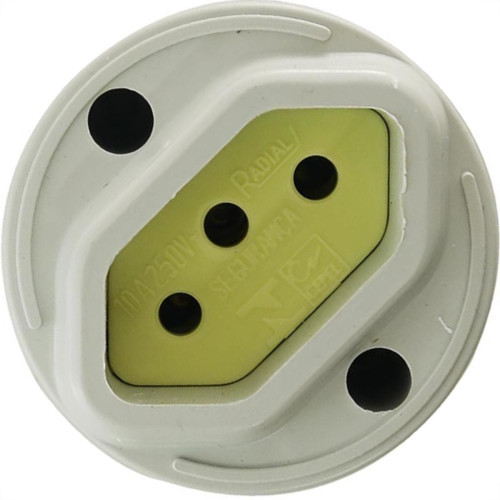 Radial Tomada Ext. Redonda Cinza 10A - Kit C/10 Pc Radial Tomada Ext. Redonda Cinza 10A - Kit C/10 Pc