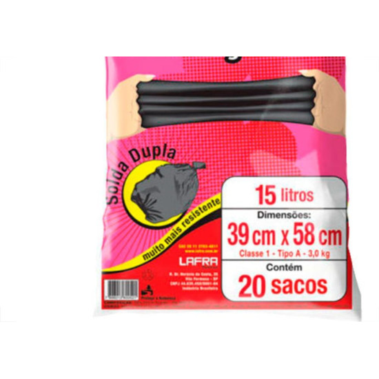 Lafra Saco P/Lixo Bom Ref. 15Lt C/20-0027 Lafra Saco P/Lixo Bom Ref. 15Lt C/20-0027