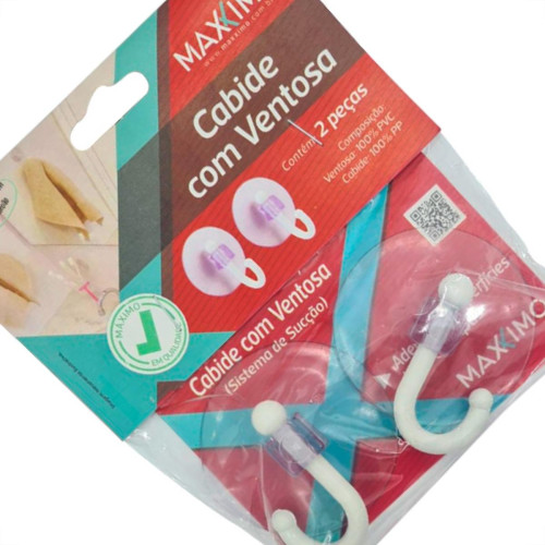Maxximo Cabide C/Ventosa Pvc C/02Pc -Mx073 Maxximo Cabide C/Ventosa Pvc C/02Pc -Mx073
