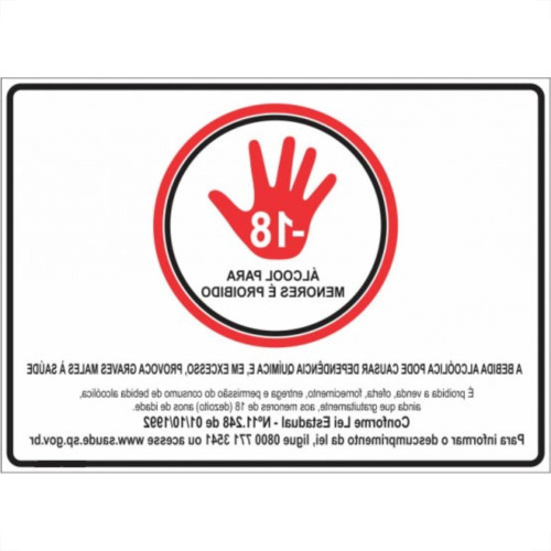 Look Placa Sinalizacao 20X25 Proi.Alcool -18 Look Placa Sinalizacao 20X25 Proi.Alcool -18