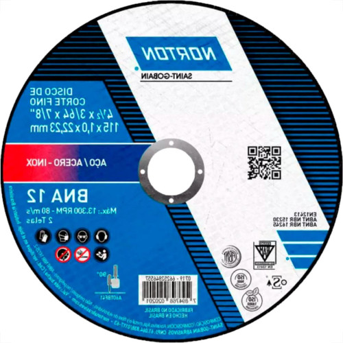 Norton Disco Nort.Inox 4.1/2X1,0X7/8 Bna12 - Kit C/25 Pc Norton Disco Nort.Inox 4.1/2X1,0X7/8 Bna12 - Kit C/25 Pc