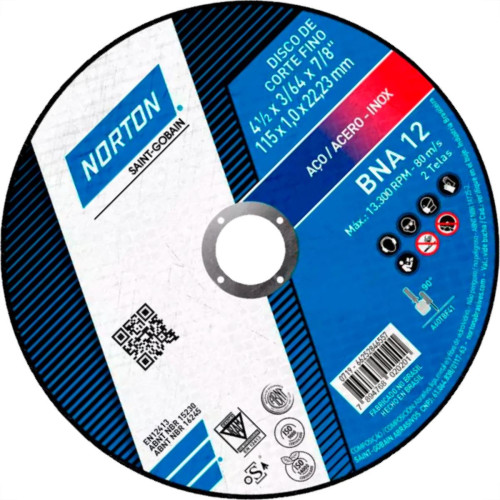 Norton Disco Nort.Inox 4.1/2X1,0X7/8 Bna12 - Kit C/25 Pc Norton Disco Nort.Inox 4.1/2X1,0X7/8 Bna12 - Kit C/25 Pc