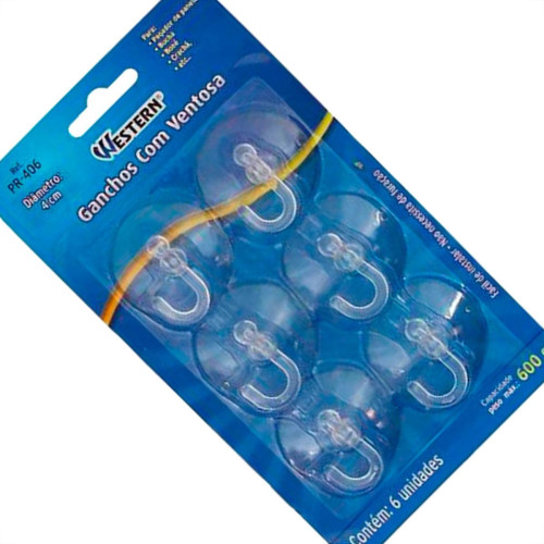 Western Gancho C/Ventosa Pvc C/06Pc Pr-406