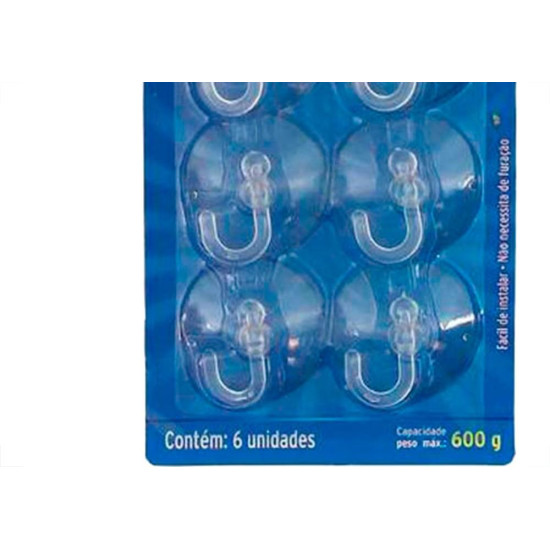 Western Gancho C/Ventosa Pvc C/06Pc Pr-406