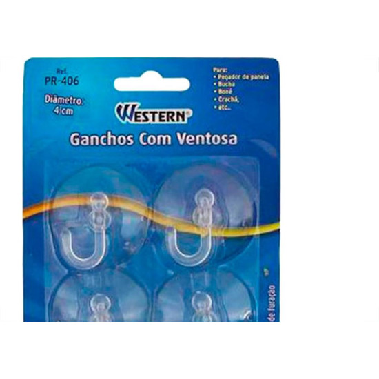 Western Gancho C/Ventosa Pvc C/06Pc Pr-406