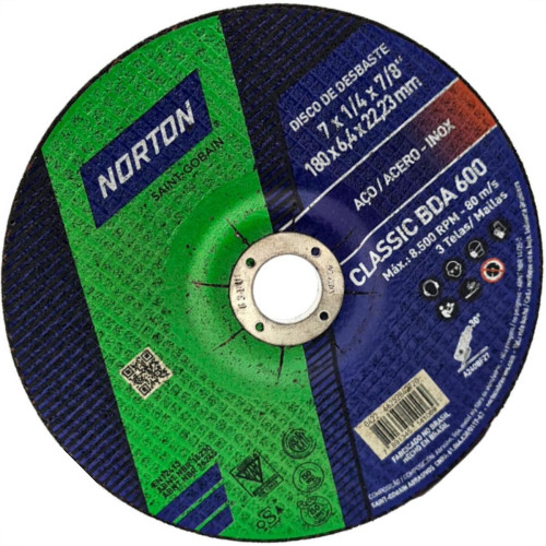 Norton Disco Nort.Desb. 7'' X 7/8 - Bda600 - Kit C/10 Pc